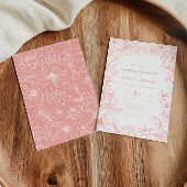 Simple Elegant Dusty Pink Floral Garden Wedding 招待状