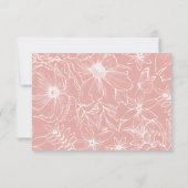 Simple Elegant Dusty Pink Floral QR Code Wedding 出欠カード (裏面)