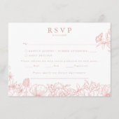 Simple Elegant Dusty Pink Garden Wedding RSVP エンクロージャーカード (正面)