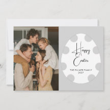 Simple Elegant Egg Happy Easter Family Photo