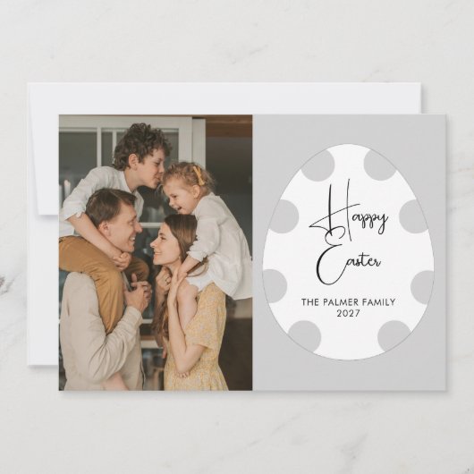Simple Elegant Egg Happy Easter Family Photo シーズンカード (正面)