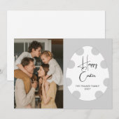 Simple Elegant Egg Happy Easter Family Photo シーズンカード (正面/裏面)