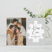 Simple Elegant Egg Happy Easter Family Photo シーズンカード (スタンド正面)