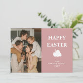 Simple Elegant Egg Happy Easter Family Photo シーズンカード (スタンド正面)