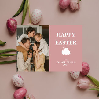 Simple Elegant Egg Happy Easter Family Photo シーズンカード