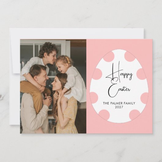 Simple Elegant Egg Happy Easter Family Photo シーズンカード (正面)
