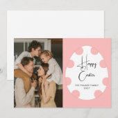 Simple Elegant Egg Happy Easter Family Photo シーズンカード (正面/裏面)