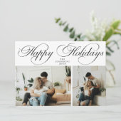 Simple Elegant Family 2 Photo Collage Christmas シーズンカード (スタンド正面)