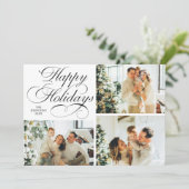 Simple Elegant Family 3 Photo Collage Christmas シーズンカード (スタンド正面)