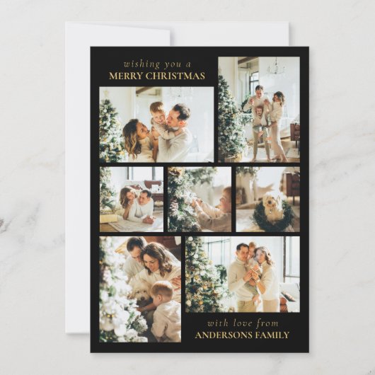 Simple Elegant Family Photo Collage Christmas シーズンカード (正面)