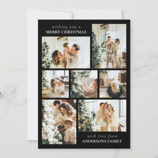 Simple Elegant Family Photo Collage Christmas シーズンカード (正面)