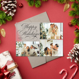 Simple Elegant Family Photo Collage Christmas Card アクリル招待状