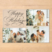 Simple Elegant Family Photo Collage Christmas Card アクリル招待状 (正面)