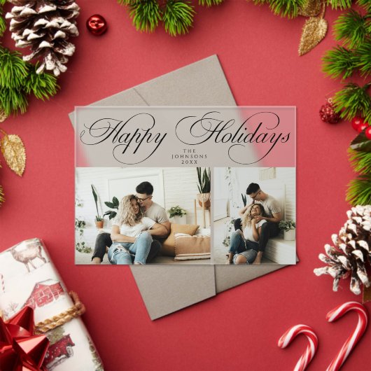 Simple Elegant Family Photo Collage Christmas Card アクリル招待状 (インサイチュ (クリスマス))