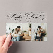 Simple Elegant Family Photo Collage Christmas Card アクリル招待状 (インサイチュ (ポータブル))