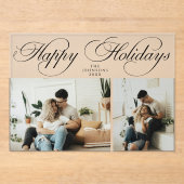Simple Elegant Family Photo Collage Christmas Card アクリル招待状 (正面)