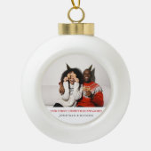 Simple Elegant First Christmas Engaged photo   セラミックボールオーナメント (正面)