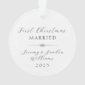 Simple Elegant First Christmas Married Custom オーナメント (裏面)