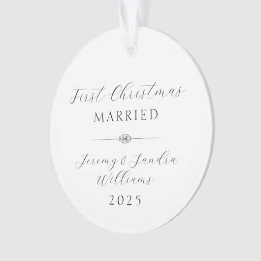 Simple Elegant First Christmas Married Custom オーナメント (正面)