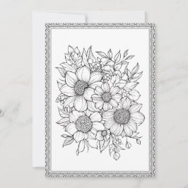 Simple Elegant Floral Color Your Own Greeting Card サンキューカード