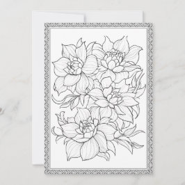 Simple Elegant Floral Color Your Own Greeting Card サンキューカード