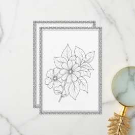 Simple Elegant Floral Color Your Own Greeting Card サンキューカード