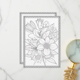 Simple Elegant Floral Color Your Own Greeting Card サンキューカード