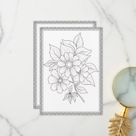 Simple Elegant Floral Color Your Own Greeting Card サンキューカード