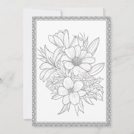 Simple Elegant Floral Color Your Own Greeting Card サンキューカード