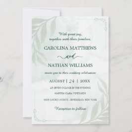 Simple Elegant Floral Corners Wedding Invitation 招待状