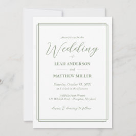Simple Elegant Floral Pattern Wedding Invitation 招待状
