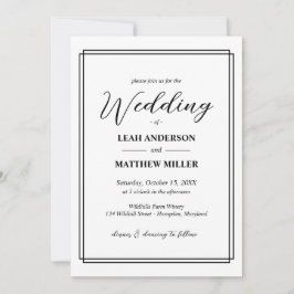 Simple Elegant Floral Pattern Wedding Invitation 招待状