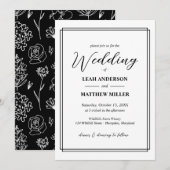 Simple Elegant Floral Pattern Wedding Invitation 招待状 (正面/裏面)