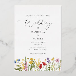 Simple Elegant Floral Wedding 箔招待状