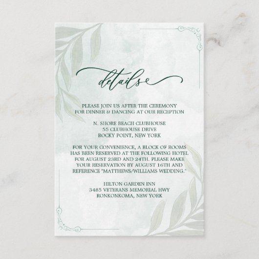 Simple Elegant Floral Wedding Enclosure Card エンクロージャーカード (正面)