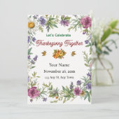 Simple Elegant Flower Framed Friendsgiving 招待状 (スタンド正面)