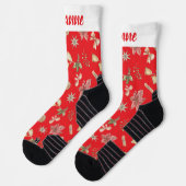 Simple Elegant Funny Christmas Family ソックス (左)