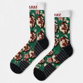 Simple Elegant Funny Christmas Family Photo ソックス (左)