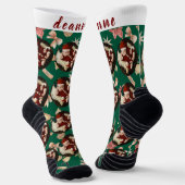 Simple Elegant Funny Christmas Family Photo ソックス (傾斜あり)