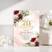 Simple Elegant Gold Floral 70th Birthday Invites 招待状