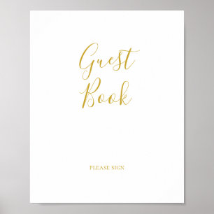Simple Elegant Gold Guest Book Sign ポスター
