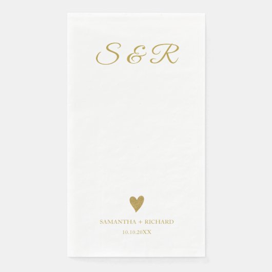 Simple Elegant Gold Heart Monogrammed Wedding  (正面)