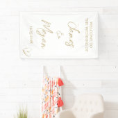 Simple Elegant Gold Heart Welcome Sign 横断幕 (インサイチュ)