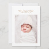 Simple Elegant Gold Lettering Photo Baby Shower サンキューカード (裏面)