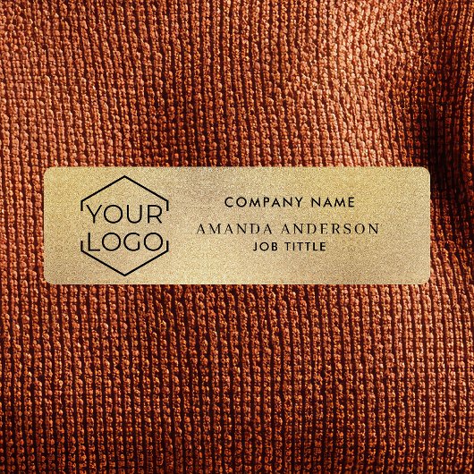 Simple Elegant Gold Logo Employee Plastic 名札