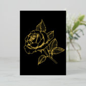 Simple Elegant Gold Rose Black Note Card 箔シーズンカード (立ち正面)