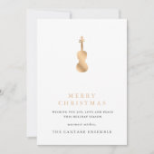Simple Elegant Gold Violin Musical Christmas Holid シーズンカード (正面)