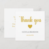 Simple Elegant Gold Wedding Thank You Note Card サンキューカード (正面/裏面)
