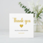 Simple Elegant Gold Wedding Thank You Note Card サンキューカード (スタンド正面)