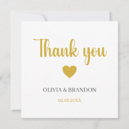 Simple Elegant Gold Wedding Thank You Note Card サンキューカード